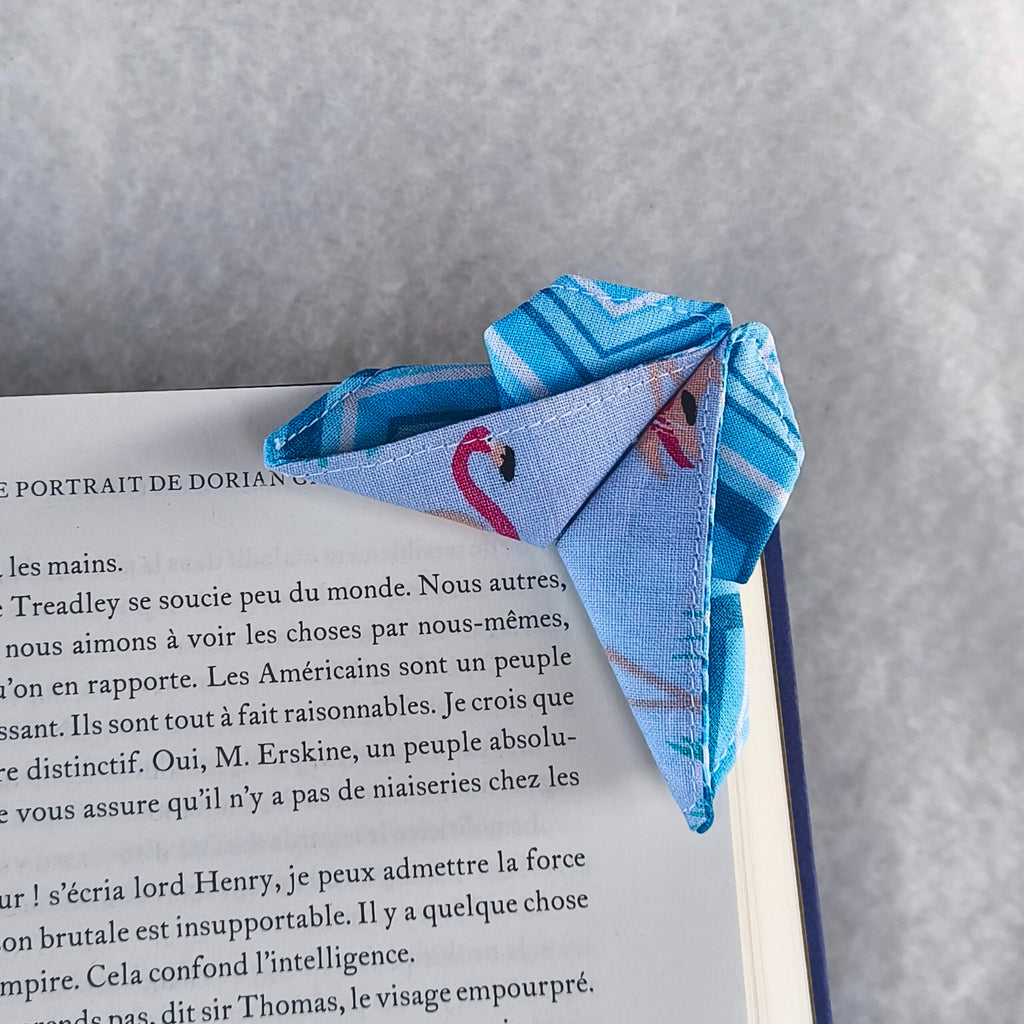 marque page origami papillon bleu motif oiseaux 1 avant
