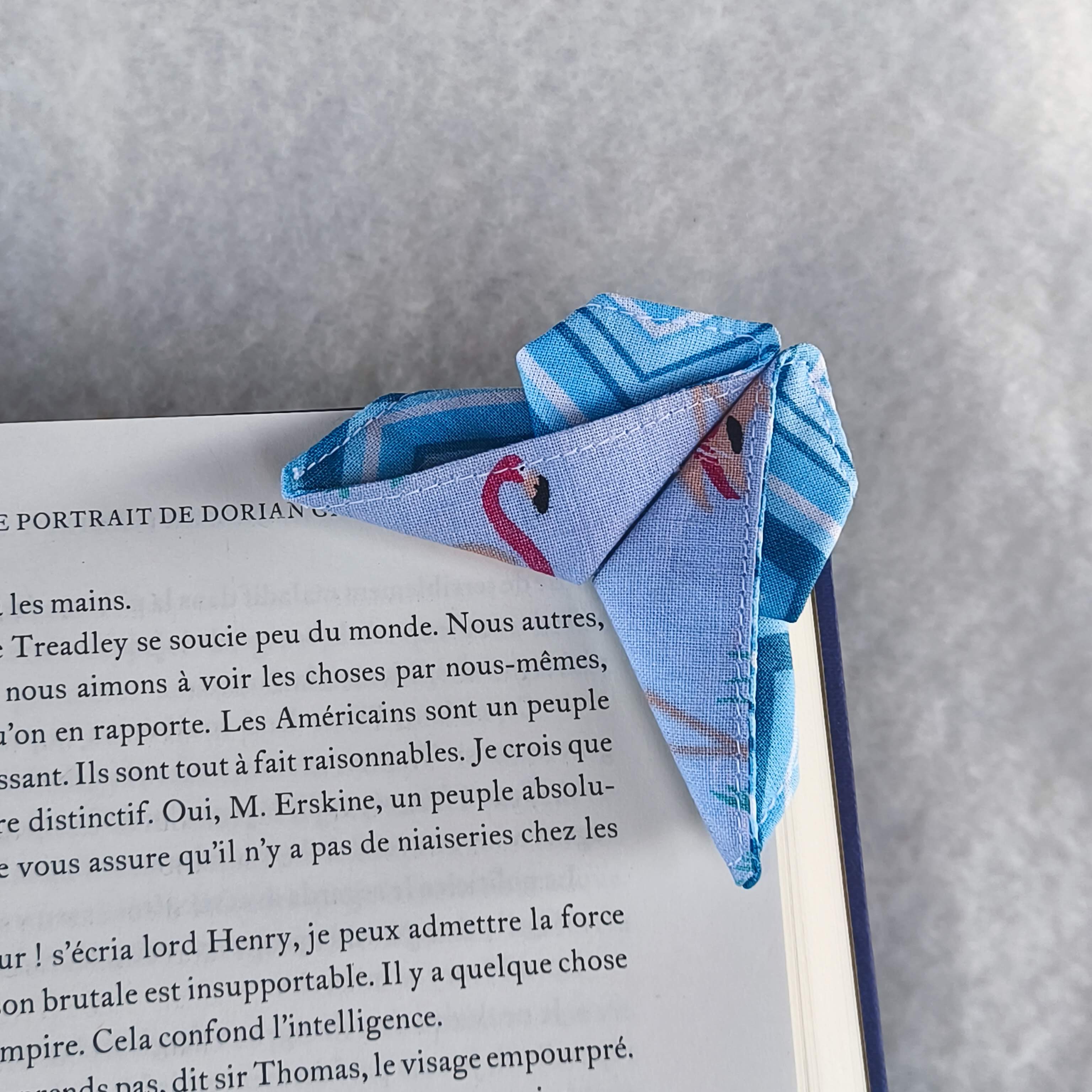 marque page origami papillon bleu motif oiseaux 1 avant