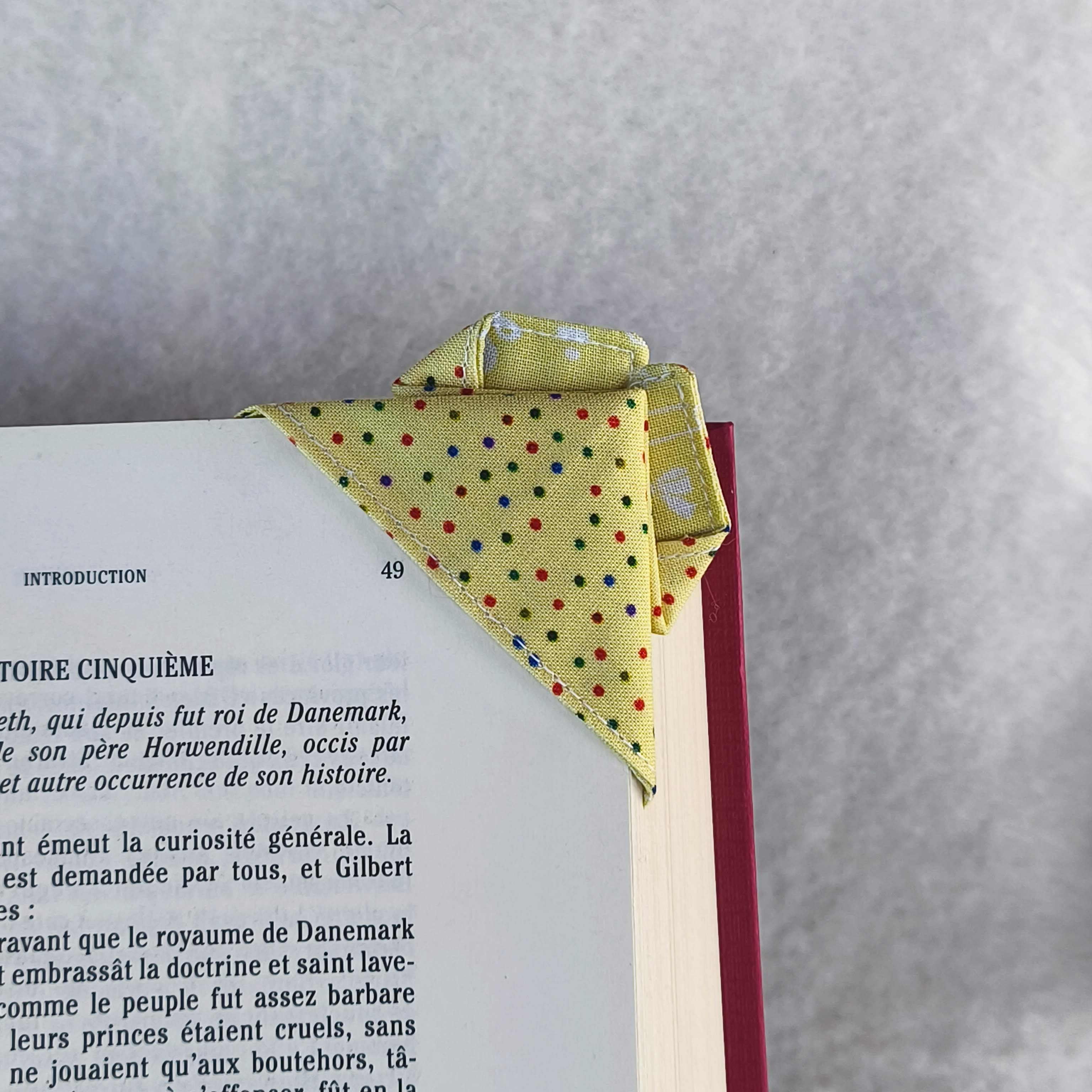 marque page origami bicolore jaune moutarde fleurs 2 dos