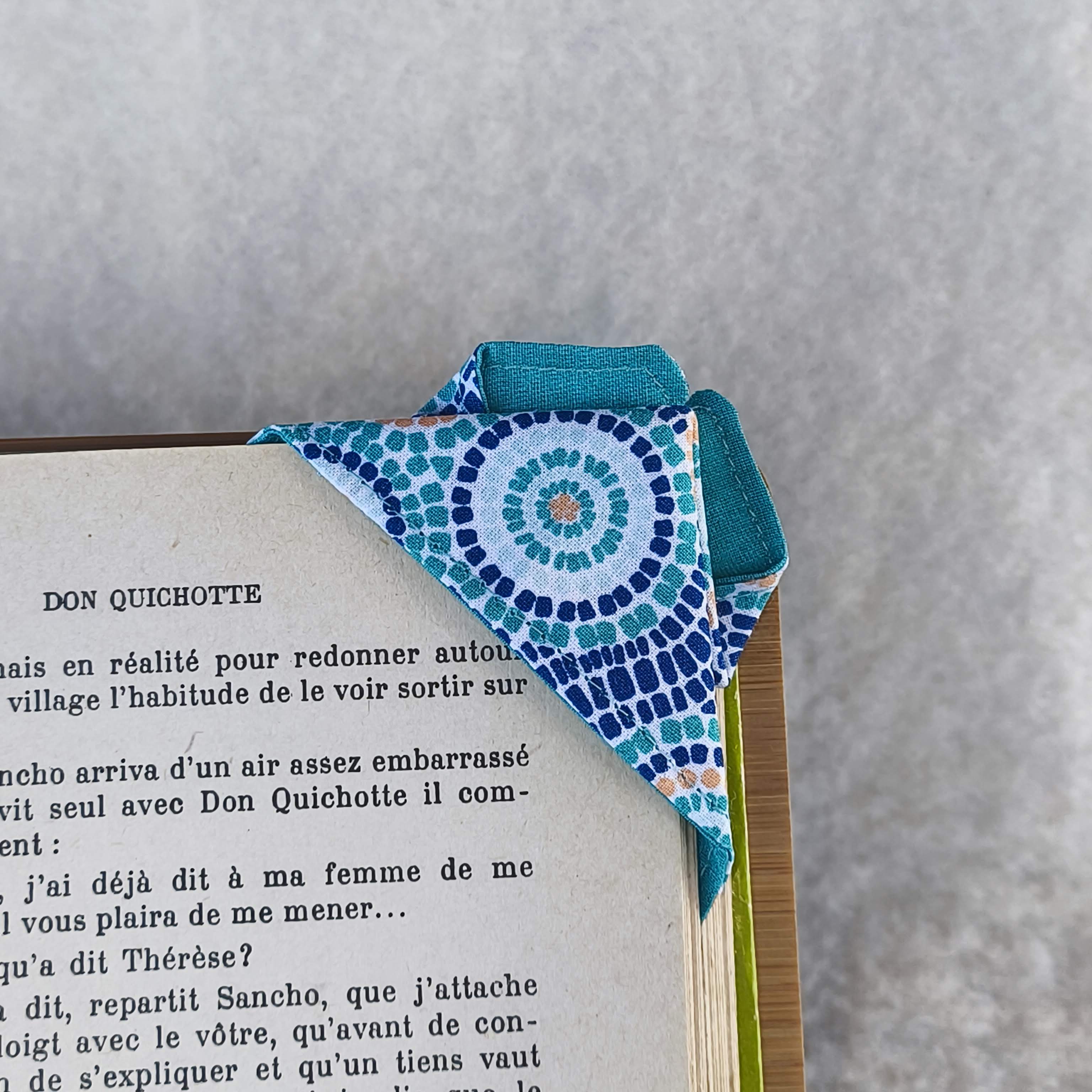 marque page origami mosaique turquoise 2 dos