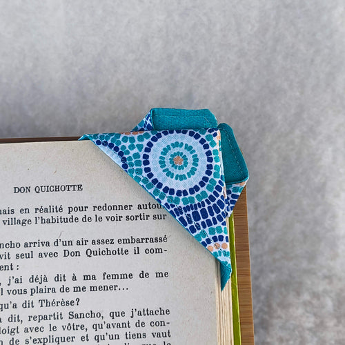marque page origami mosaique turquoise 2 dos