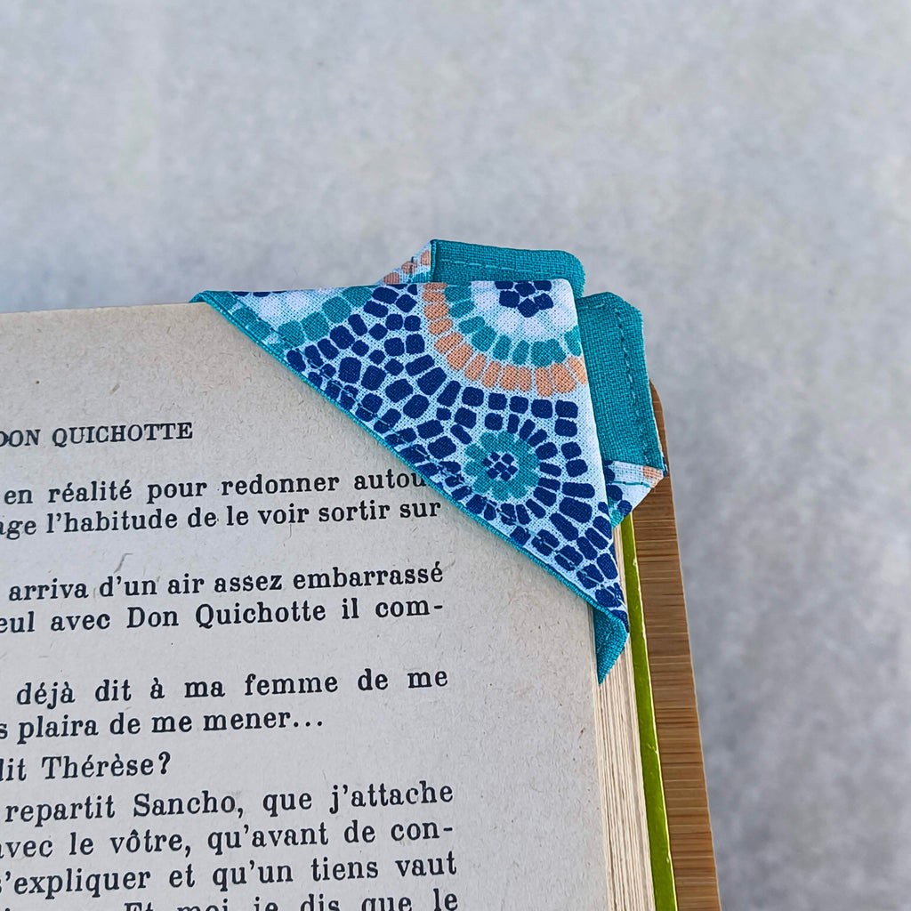 marque page origami mosaique turquoise 3 dos