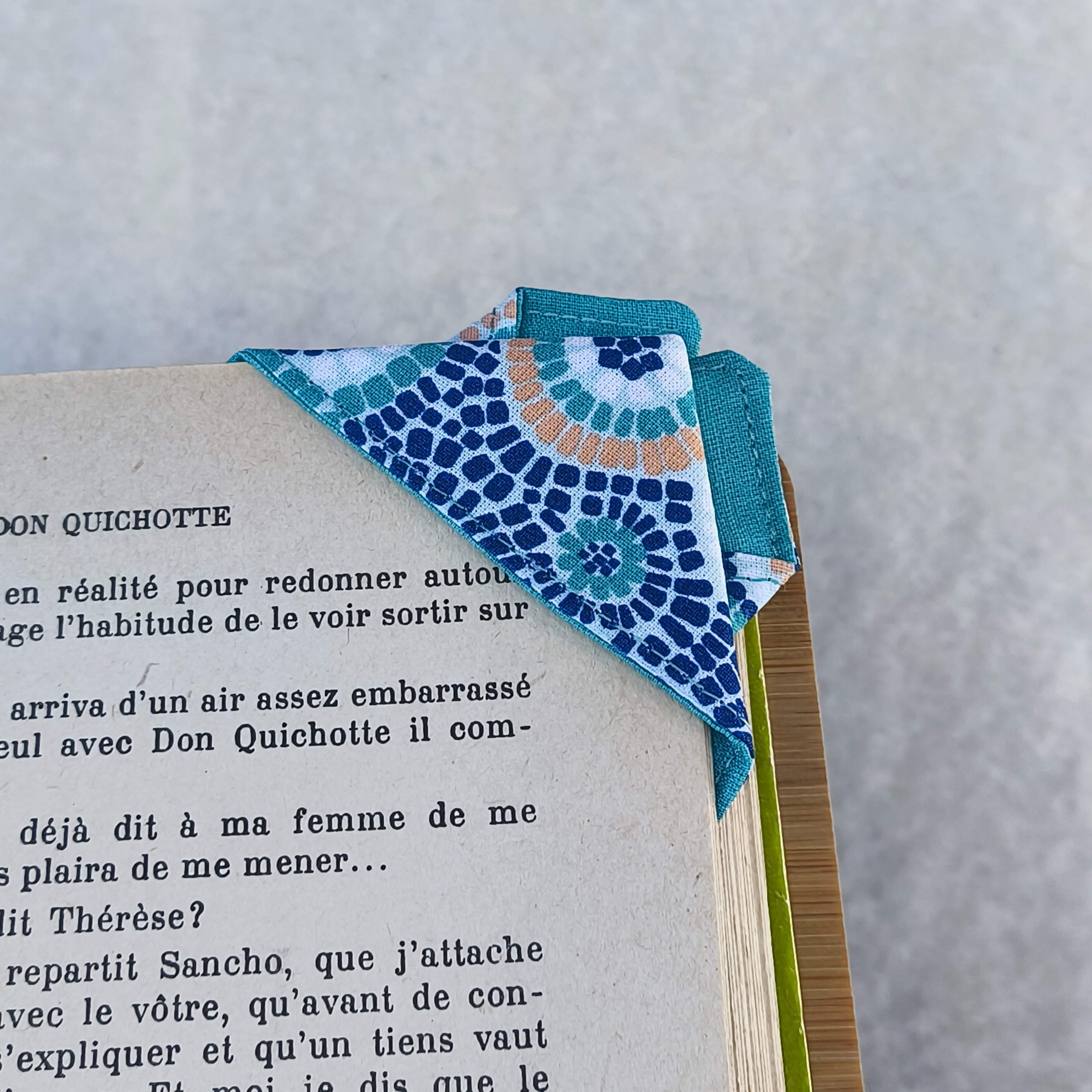 marque page origami mosaique turquoise 3 dos