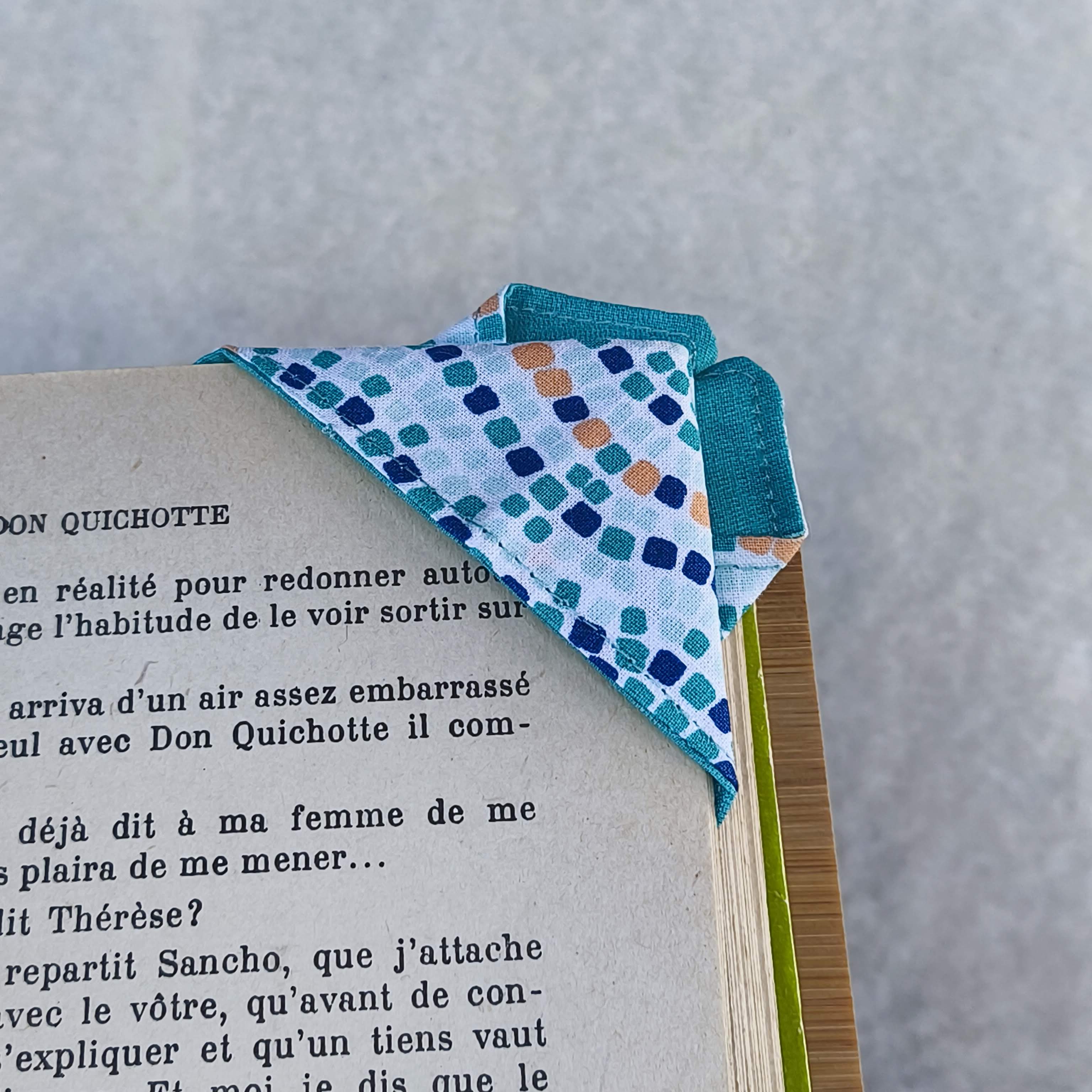 marque page origami mosaique turquoise 4 dos