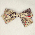 noeud cheveux pince crocodile motif carte tresor fantasy beige piece unique vue avant