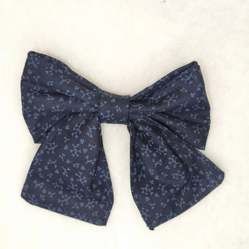 noeud cheveux pince crocodile noir floral faux uni dark bow piece unique vue avant