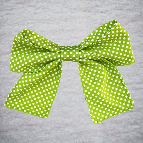 noeud cheveux vert pomme pois blancs coton style retro pomme pop vue avant