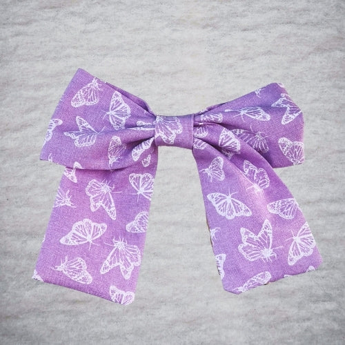 noeud cheveux violet lilas motif papillons coton kaleidoscope vue avant