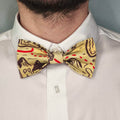 noeud papillon motif carte tresor fantasy beige piece unique porté face