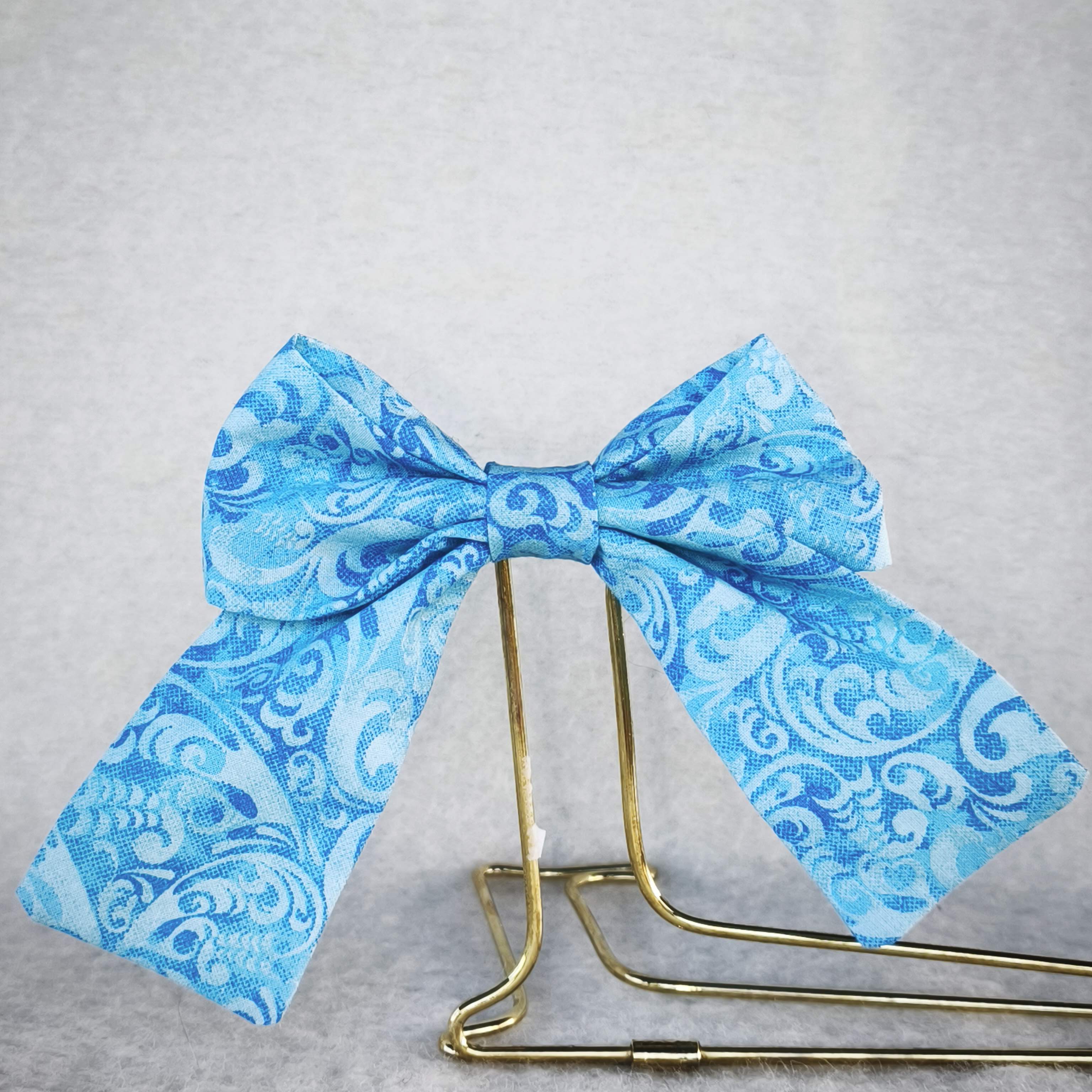 noeud cheveux bleu vagues ocean batik grands pans ocean waves vue avant avec support