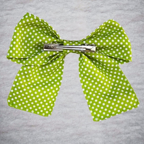 noeud cheveux vert pomme pois blancs coton style retro pomme pop vue dos