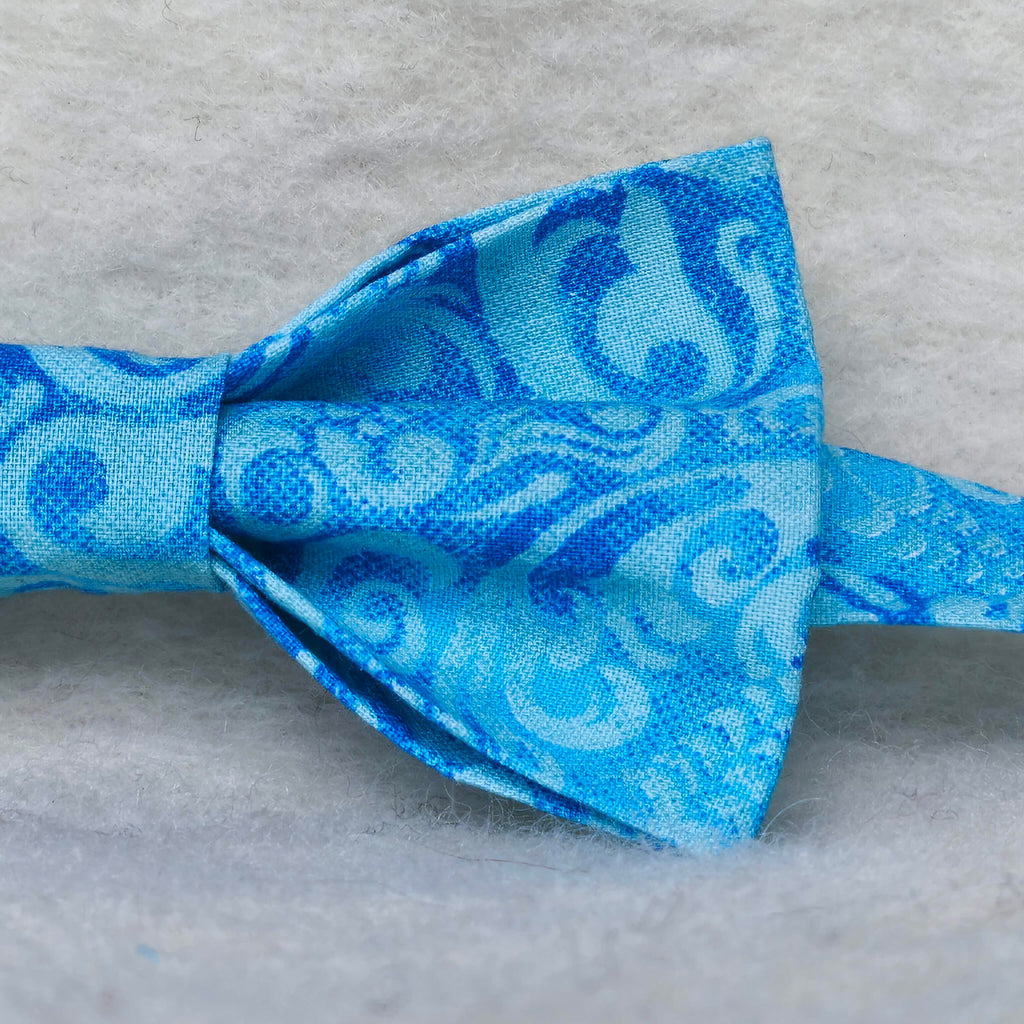 noeud papillon bleu motif vagues batik ocean waves détail