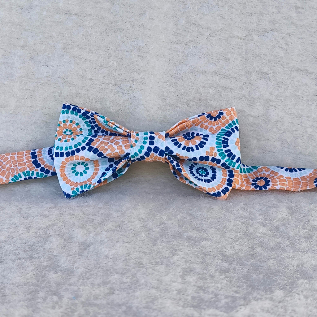 noeud papillon mosaique abricot indigo vue d'ensemble