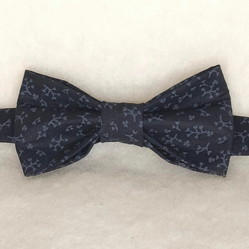 noeud papillon noir floral coton dark bow piece unique vue générale