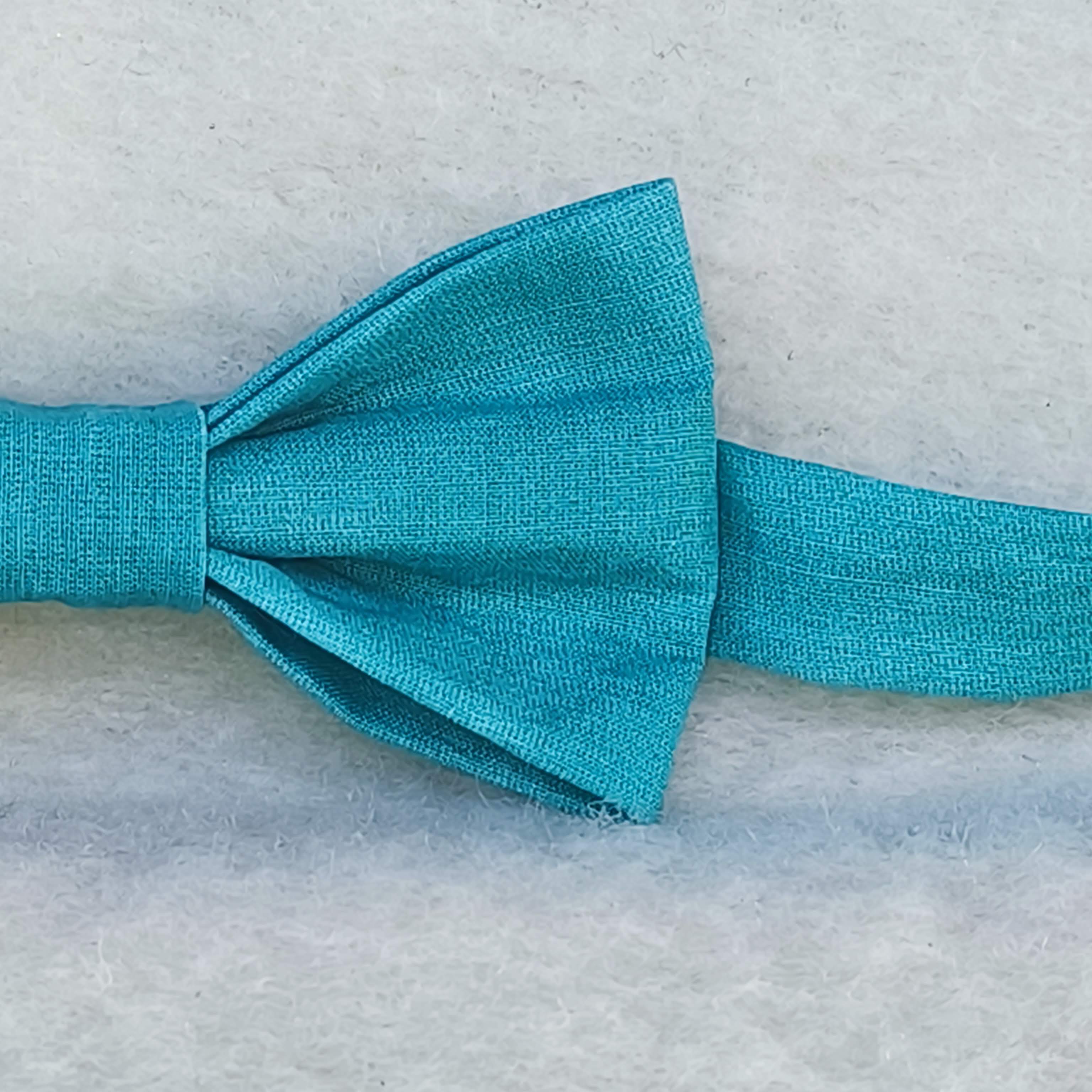 noeud papillon uni turquoise coton lagon profond détail