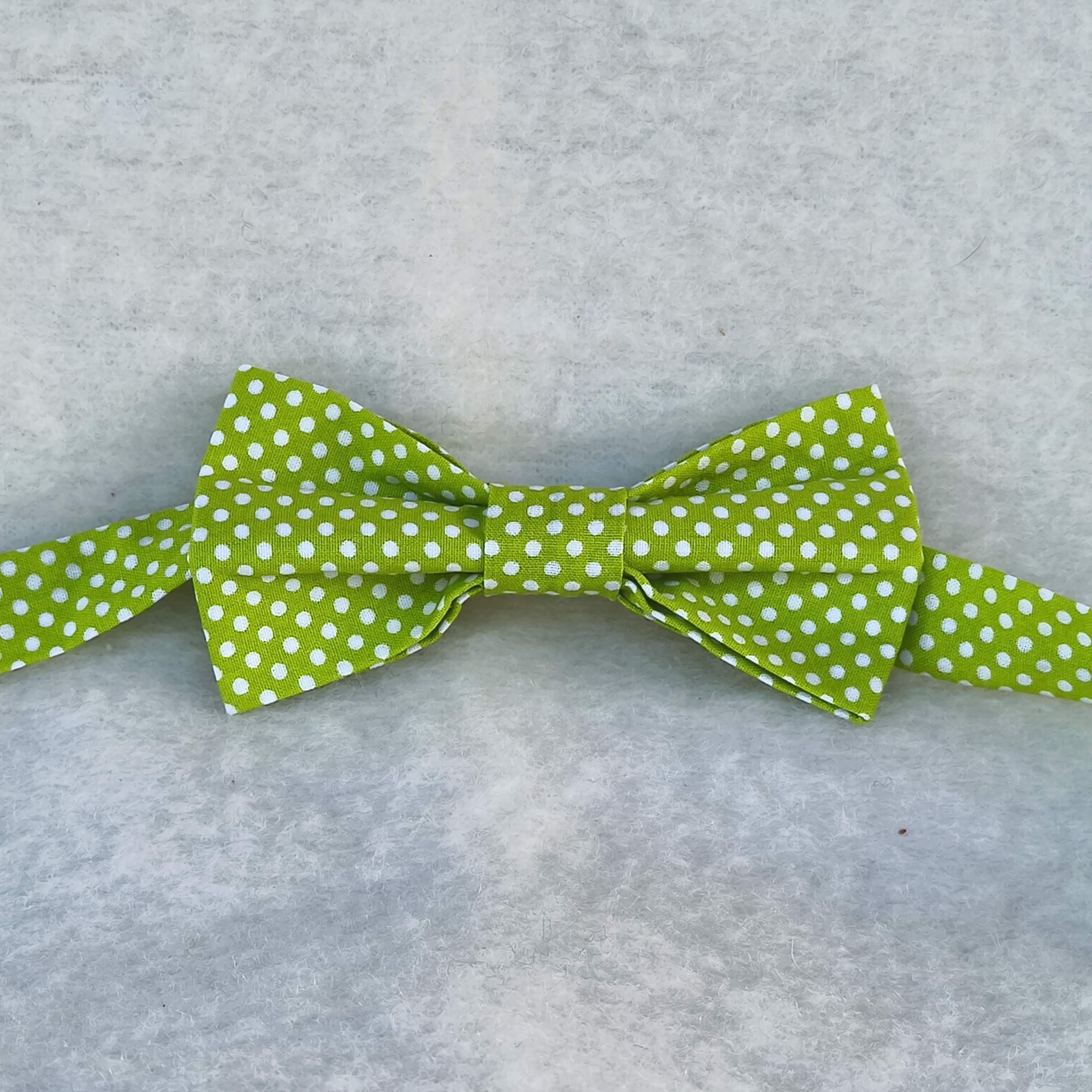 noeud papillon vert pomme a pois blancs pomme pop artisanal vue générale